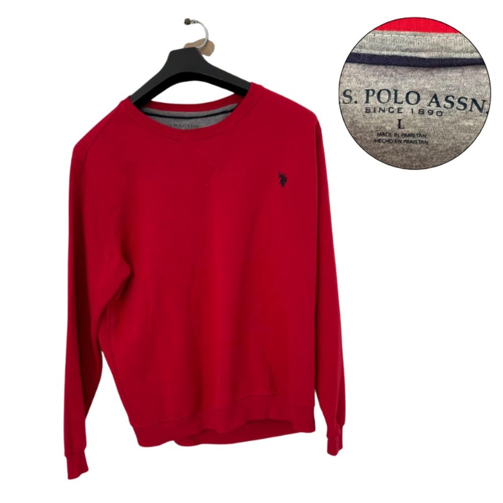 U.S. Polo Assn. Red Crewneck Sweatshirt Men’s Size L Pullover Long Sleeve